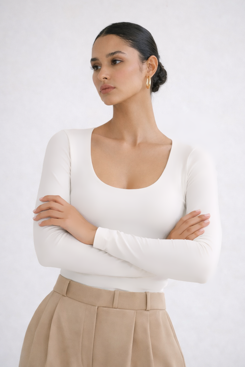 Blusa BasicSculp Long - Decote em U Manga Longa