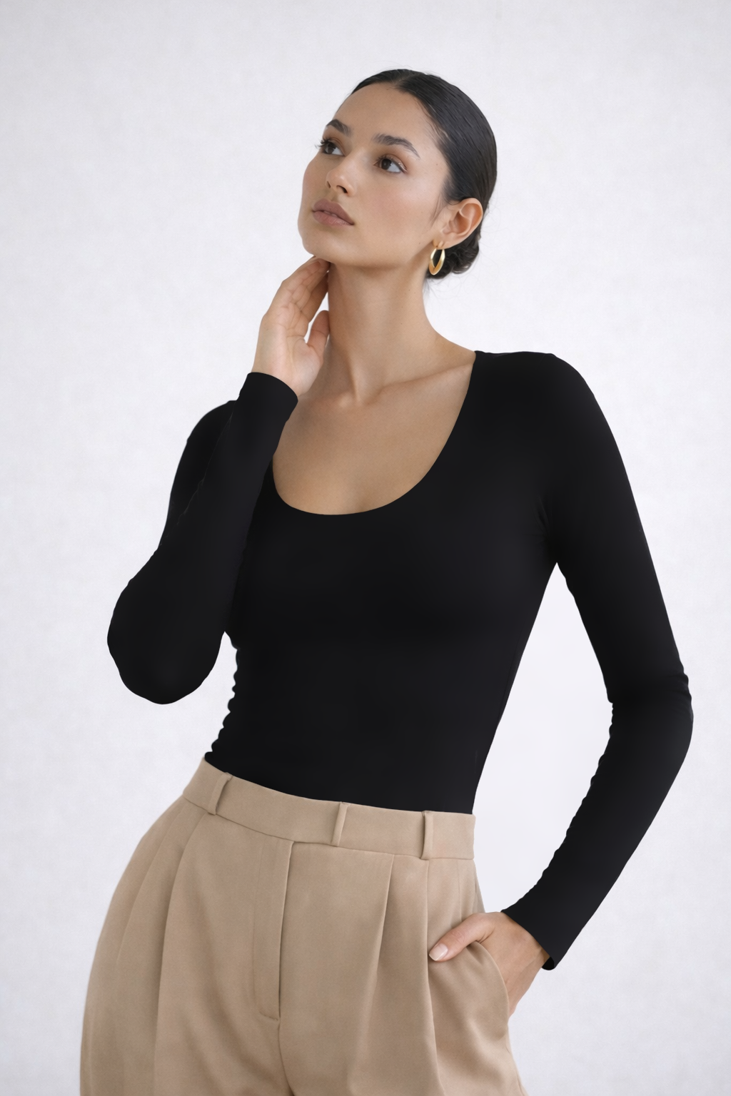 Blusa BasicSculp Long - Decote em U Manga Longa