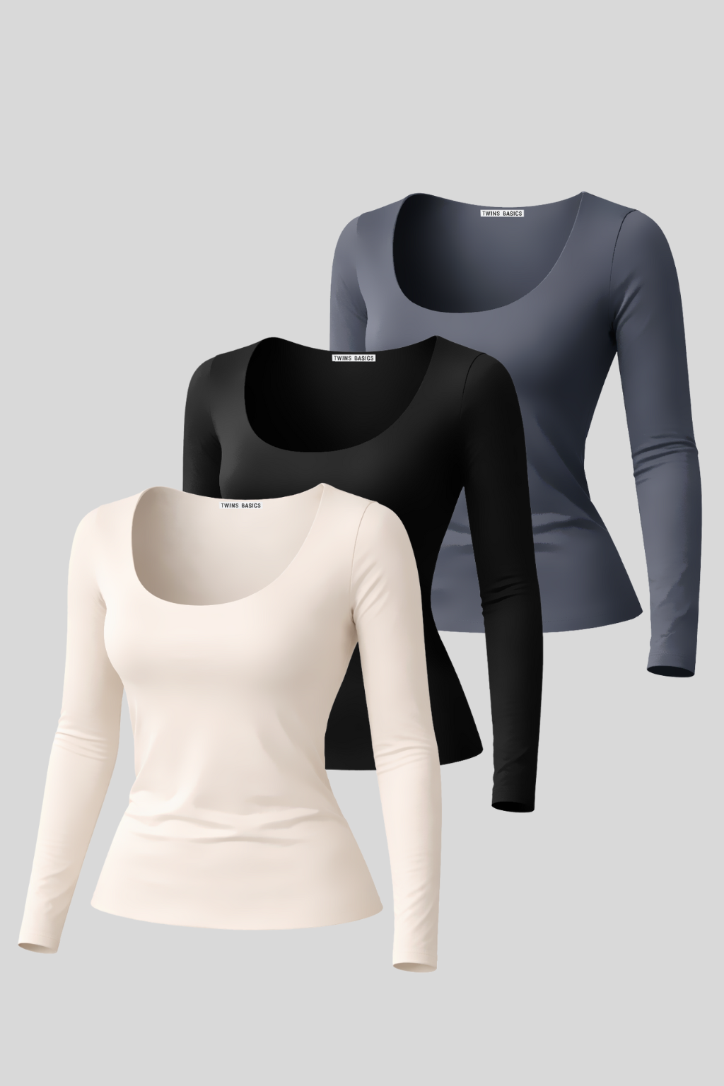 Kit 3 BasicSculp Long - Off White, Preta e Cinza